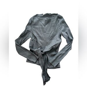 Zara Black Long Sleeve Wrap Blouse Linen Size Medium